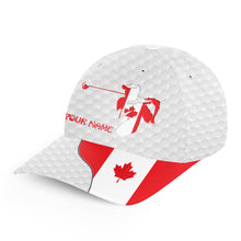 Load image into Gallery viewer, Golfer hat custom name Canadian flag golf hats patriot golf white Unisex Baseball mens golf hats NQS7180