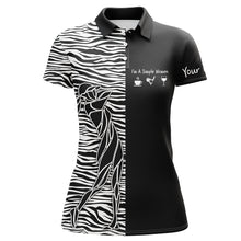 Load image into Gallery viewer, Black Womens golf polo shirt custom I&#39;m a simple women coffee golf wine zebra pattern ladies golf tops NQS5322