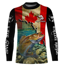 Load image into Gallery viewer, Walleye Fishing Canadian Flag Custom name All over print shirts, personalized fishing gifts for men NQS505