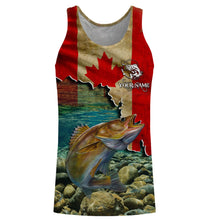 Load image into Gallery viewer, Walleye Fishing Canadian Flag Custom name All over print shirts, personalized fishing gifts for men NQS505