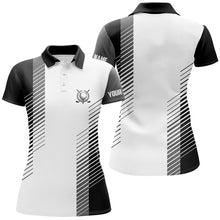 Load image into Gallery viewer, Black and white Womens golf polo shirts custom golf ball shirt for women, ladies golf top NQS7186