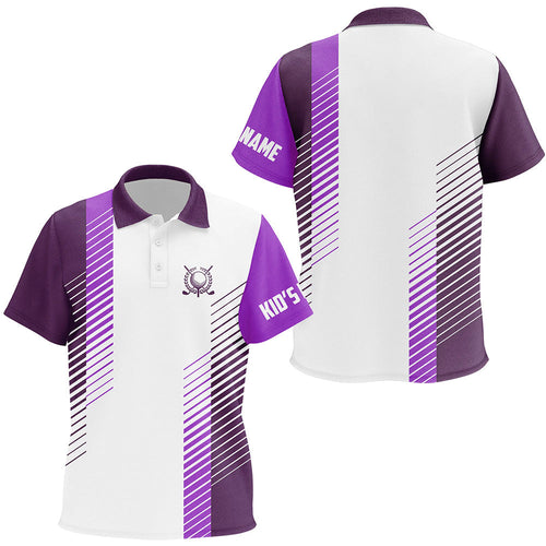 Purple and white Kid golf polos shirt custom golf ball shirt for Kid, Children golf top NQS7187