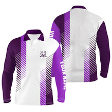 Load image into Gallery viewer, Purple and white Mens golf polo shirts custom golf ball shirt for men, best men golf wear NQS7187