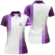 Load image into Gallery viewer, Purple and white Womens golf polo shirts custom golf ball shirt for women, ladies golf top NQS7187