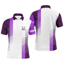 Load image into Gallery viewer, Purple and white Mens golf polo shirts custom golf ball shirt for men, best men golf wear NQS7187