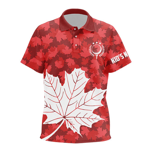 Kid golf polo shirts Red Canada maple leaf pattern custom team golf shirts, patriot golf tops NQS7342