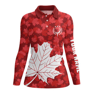 Womens golf polo shirts Red Canada maple leaf pattern custom team golf shirts, patriot golf tops NQS7342