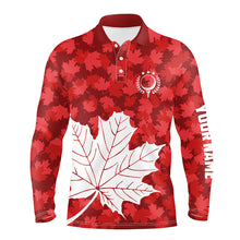 Load image into Gallery viewer, Mens golf polo shirts Red Canada maple leaf pattern custom team golf shirts, patriot golf tops NQS7342