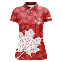 Load image into Gallery viewer, Womens golf polo shirts Red Canada maple leaf pattern custom team golf shirts, patriot golf tops NQS7342