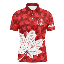 Load image into Gallery viewer, Mens golf polo shirts Red Canada maple leaf pattern custom team golf shirts, patriot golf tops NQS7342