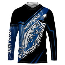 Load image into Gallery viewer, Largemouth bass fishing tattoo Custom Name UV protection Fishing Shirts, blue lightning fishing jersey NQS3514