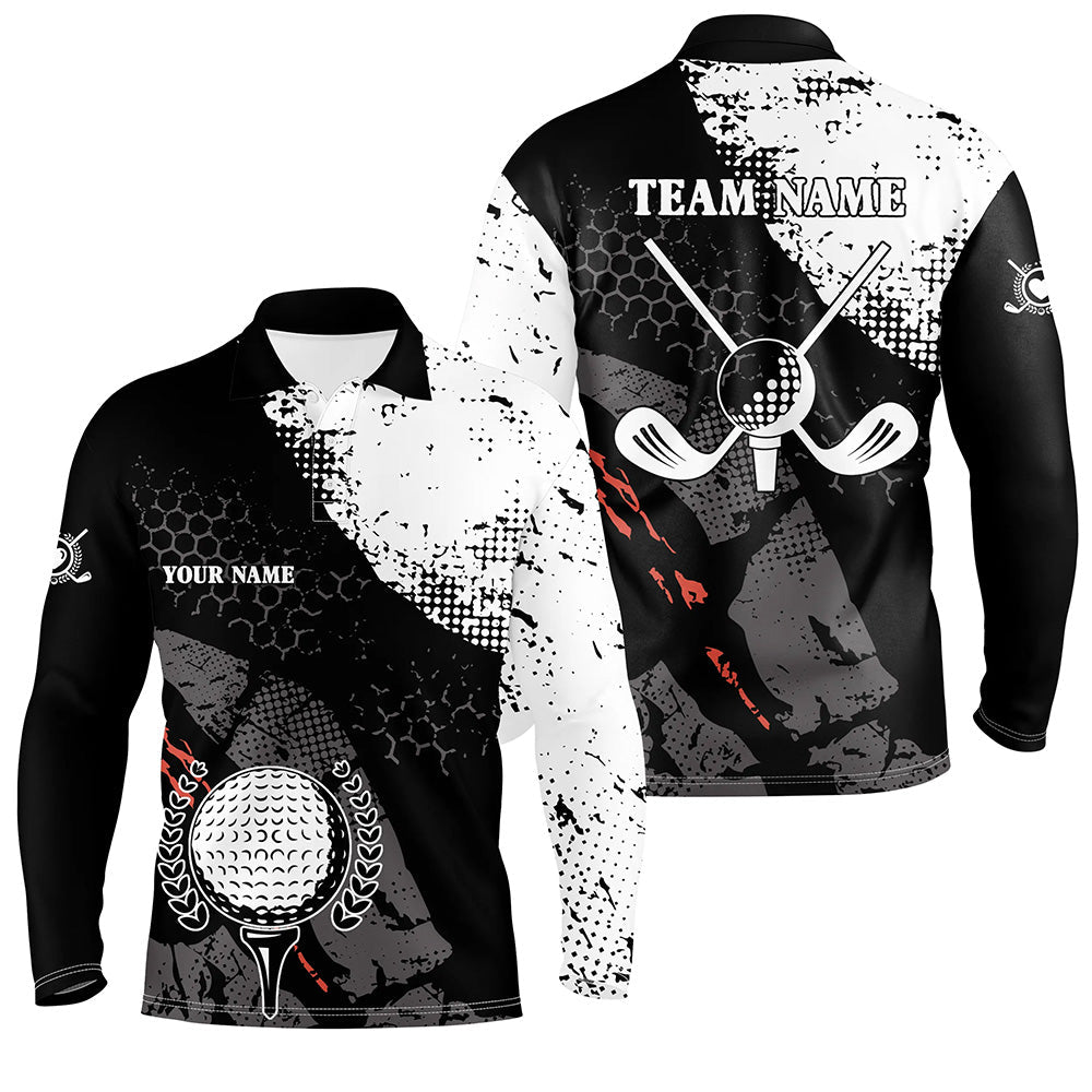 Black and white retro Mens golf polo shirts custom golf clubs team golf jerseys, golf attire for men NQS6698