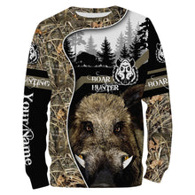 Load image into Gallery viewer, Wild Boar Hunting Camo Customize Name 3D All Over Printed Shirts Personalized Hunting gift For Adult And Kid NQS635