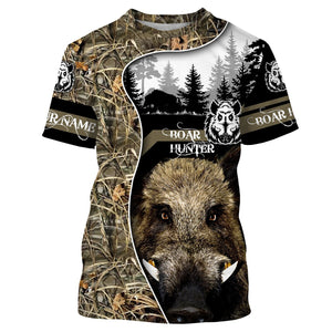 Wild Boar Hunting Camo Customize Name 3D All Over Printed Shirts Personalized Hunting gift For Adult And Kid NQS635