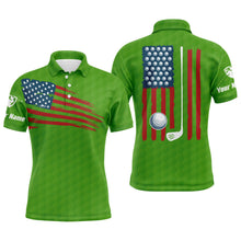 Load image into Gallery viewer, Mens golf polo shirt American flag patriotic golf shirts custom name golf gifts for men | Green NQS4790