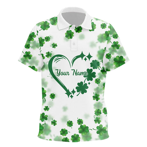 Kid golf polos shirt custom green clover heart St Patrick's Day pattern Kid golf polos shirt NQS7197