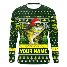 Load image into Gallery viewer, Funny Bass fishing custom name fishing ugly Christmas sweatshirt, Long sleeve Hooded, Christmas gifts NQS4210