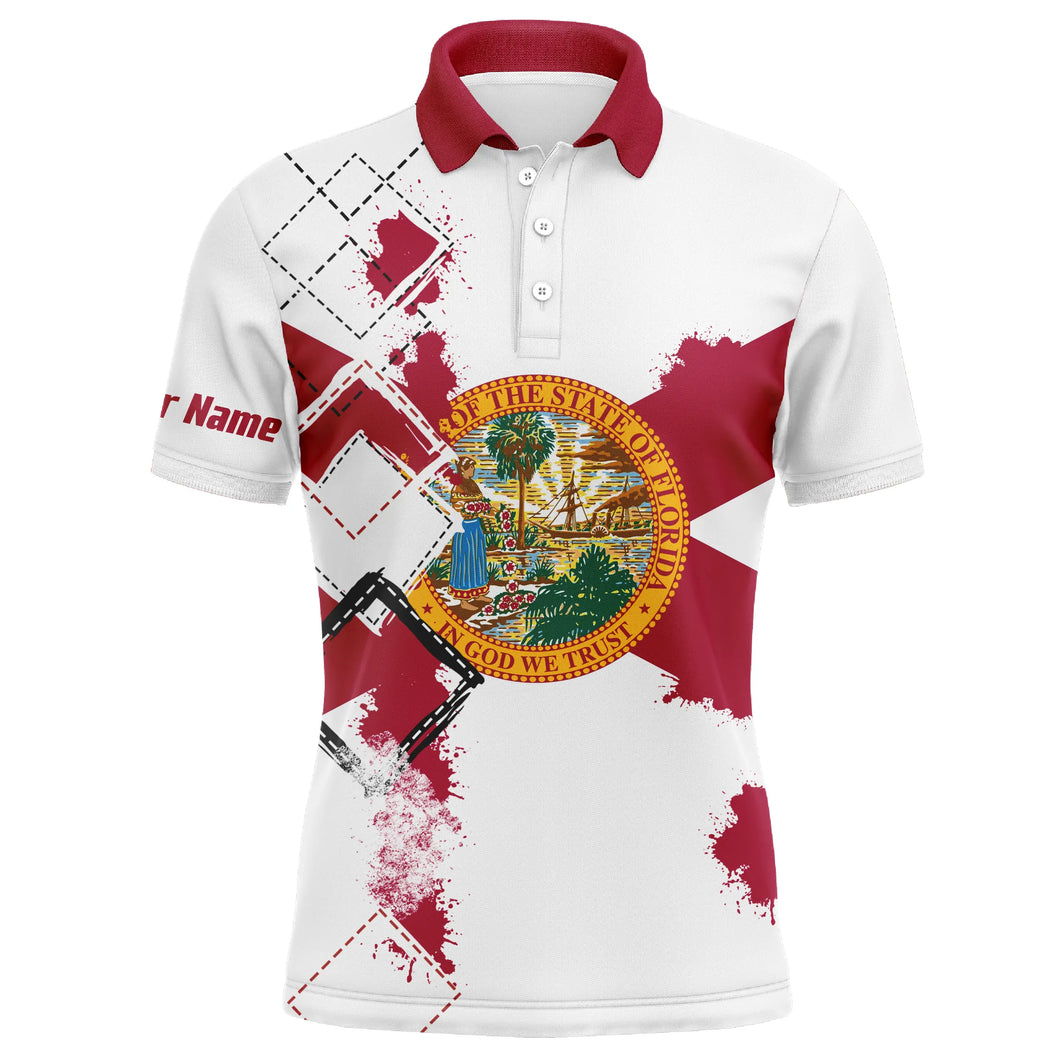 Mens golf polo shirts Florida flag patriot custom name golf shirts for men, gift for the golfers NQS5063