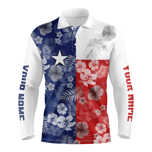 Mens golf polo shirts Texas flag patriotic tropical floral custom name team golf shirts for men NQS5065