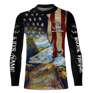 Snook Fishing 3D American Flag Patriotic Customize name All over print shirts NQS513