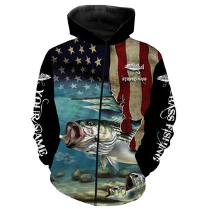 Striped Bass Striper Fishing 3D American Flag Patriotic Customize name All over print shirts NQS512