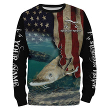 Load image into Gallery viewer, Sturgeon Fishing 3D American Flag Patriotic Customize name All over print shirts NQS517