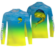 Load image into Gallery viewer, Mahi-mahi Dorado fishing green scales blue water camo Custom Name UV protection UPF 30+ fishing jersey NQS3678