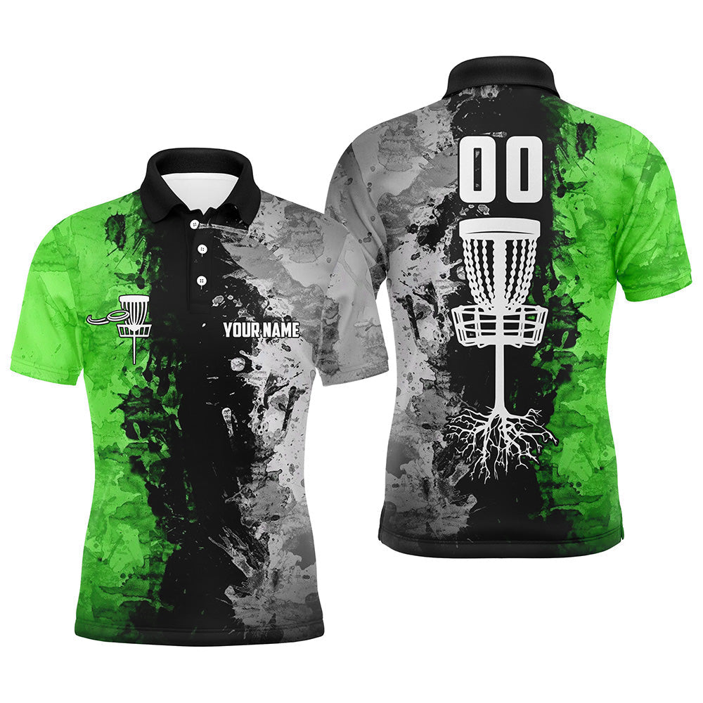 Custom name and number Disc Golf basket Men polo shirts, disc golf shirts for men | Green NQS6471
