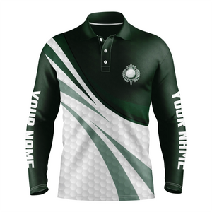 Green and white golf shirt custom name Mens golf polo shirts, mens green golf polo, golfer gifts NQS5074