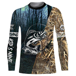 Walleye Fishing Camo Customize Name 3D All Over Pinted Shirts Personalized Fishing Gift For Men, Women And Kid NQS395