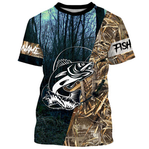 Walleye Fishing Camo Customize Name 3D All Over Pinted Shirts Personalized Fishing Gift For Men, Women And Kid NQS395