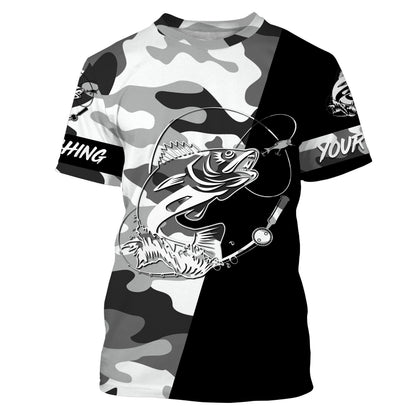 Ice fishing walleye winter camo custom name sun protection long sleeve fishing shirts, walleye jerseys NQS3838