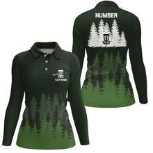 Load image into Gallery viewer, Green tree forest pattern Womens disc golf polo shirts custom team disc golf clothing NQS6926