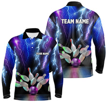 Load image into Gallery viewer, Mens polo bowling shirts colorful lightning thunder storm bowling team league jerseys NQS7093