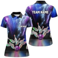 Load image into Gallery viewer, Women bowling polo shirts colorful lightning thunder storm bowling team league jerseys NQS7093