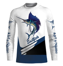 Load image into Gallery viewer, Sailfish fishing saltwater sportfishing Custom Name UV protection UPF 30+ fishing jersey NQS3013