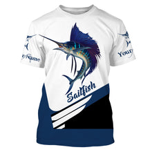 Load image into Gallery viewer, Sailfish fishing saltwater sportfishing Custom Name UV protection UPF 30+ fishing jersey NQS3013