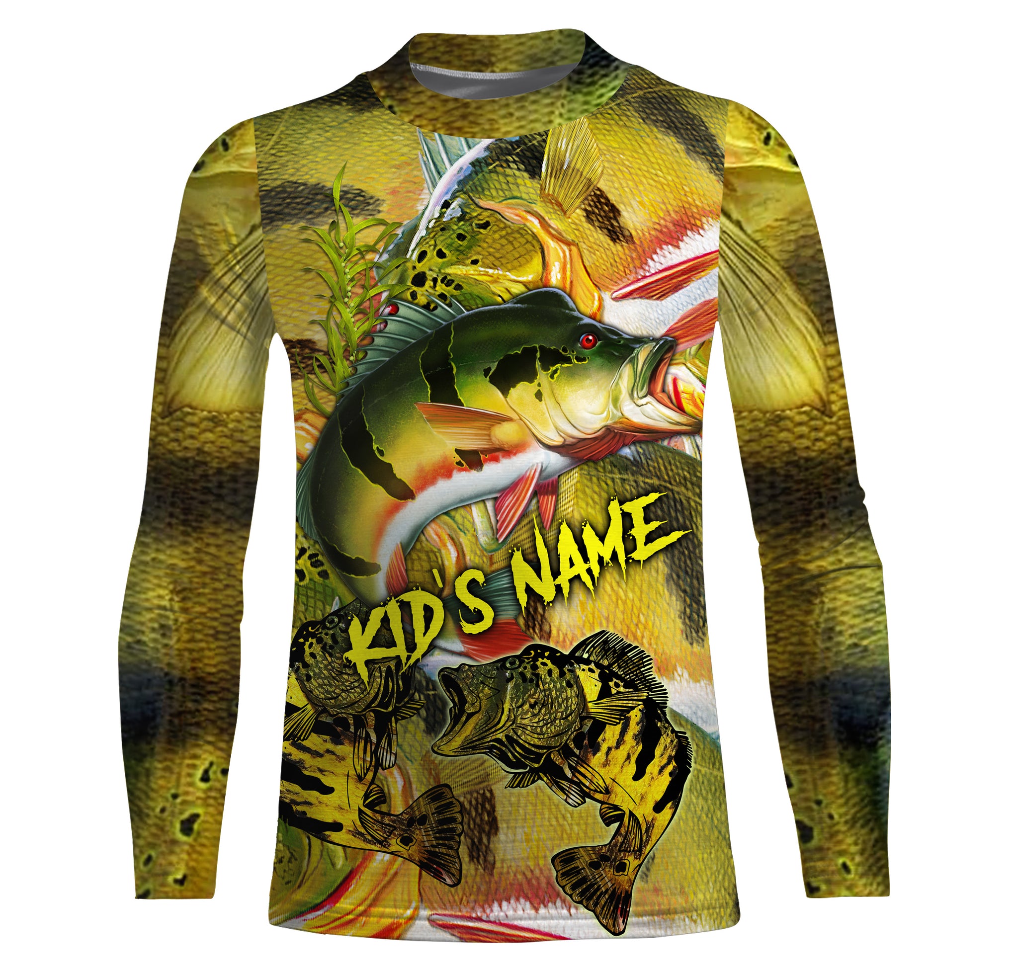 Personalized Peacock bass Fishing jerseys, bass scales long sleeve fis –  ChipteeAmz