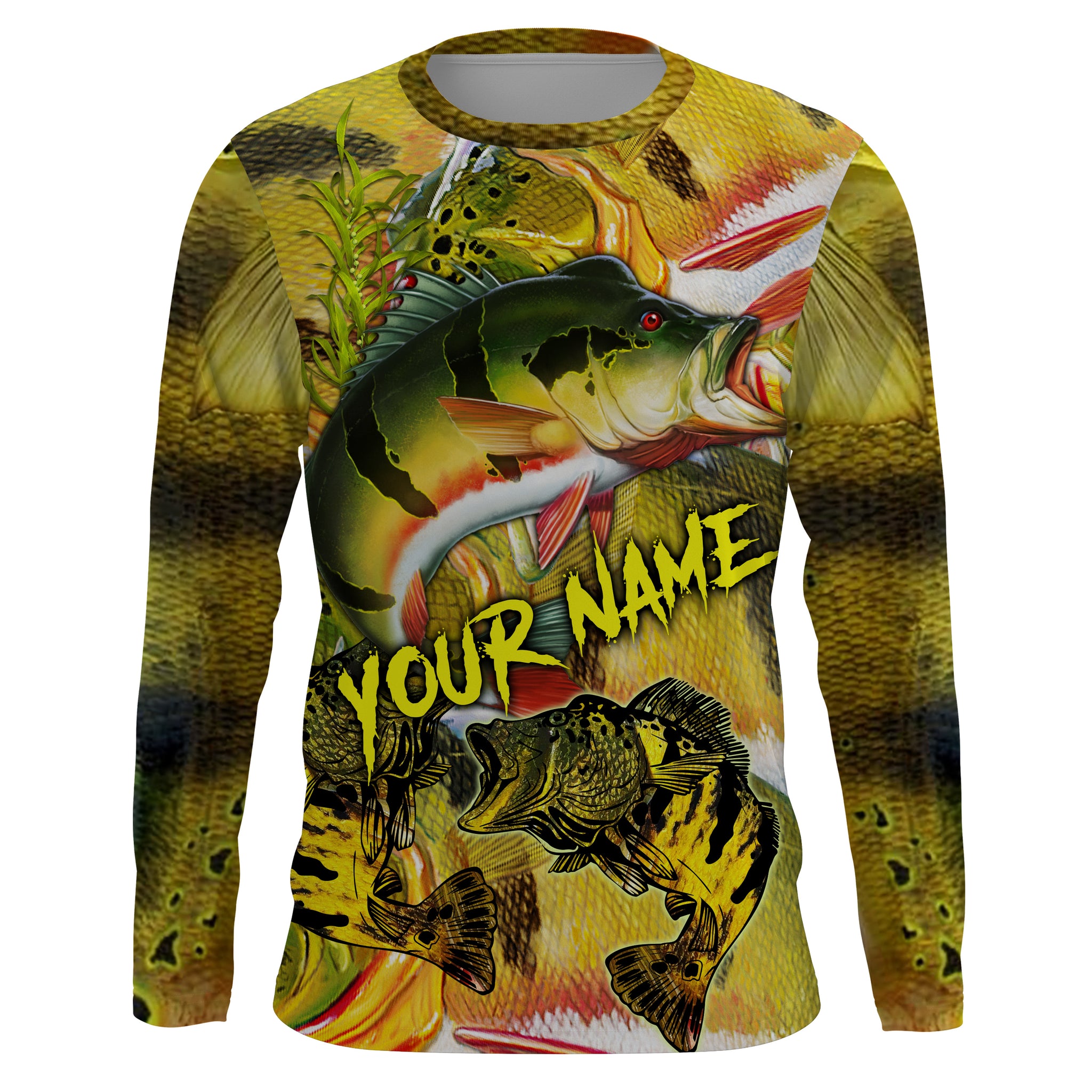Personalized Peacock bass Fishing jerseys, bass scales long sleeve fis –  ChipteeAmz
