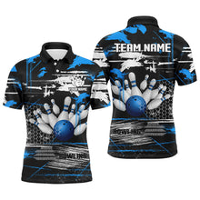 Load image into Gallery viewer, Mens Bowling polo shirts Custom black and blue retro Bowling Team league Jerseys, gifts for bowlers NQS7100