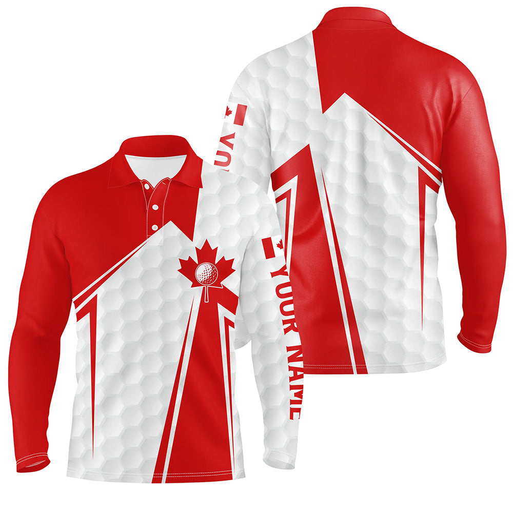 Canadian flag white golf ball skin Mens golf polo shirts custom patriotic mens golf clothes NQS6742