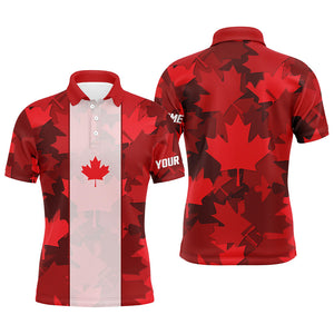 Canadian flag Mens golf polo shirt custom red Maple leaves pattern patriotic golf shirt for men NQS6745