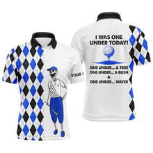 Load image into Gallery viewer, Golf skull Mens golf polos shirts custom I was one under today one under a tree, bush and water | Blue NQS4629