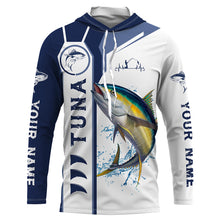 Load image into Gallery viewer, Personalized Tuna fishing UV protection long sleeve fishing shirts, custom Tuna fishing jerseys | Blue NQS5091