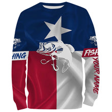 Load image into Gallery viewer, Largemouth Bass fishing Tattoo Texas Flag custom name 3D All Over print fishing apparel NQS412