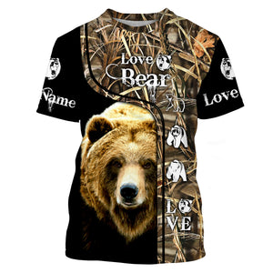 Love Bear Hunting Camo Custom Name 3D All over print shirts NQS785