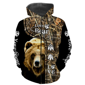 Love Bear Hunting Camo Custom Name 3D All over print shirts NQS785