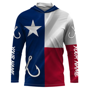 TX Fishing 3D Fish Hook Texas Flag UV protection custom long sleeves shirts UPF 30+ personalized fishing apparel gifts - NQS2284