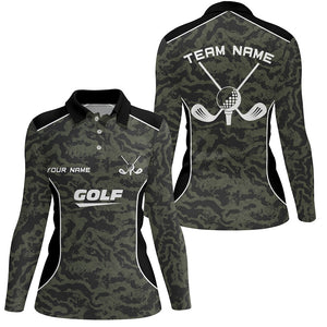 Women golf polo shirts custom green camo golf tops for ladies, golf clubs team golf jerseys NQS6489