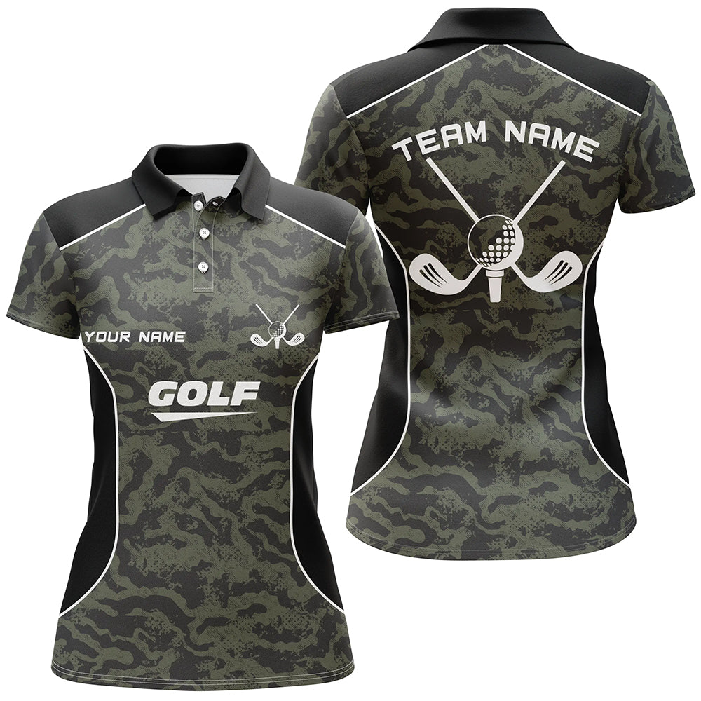 Women golf polo shirts custom green camo golf tops for ladies, golf clubs team golf jerseys NQS6489